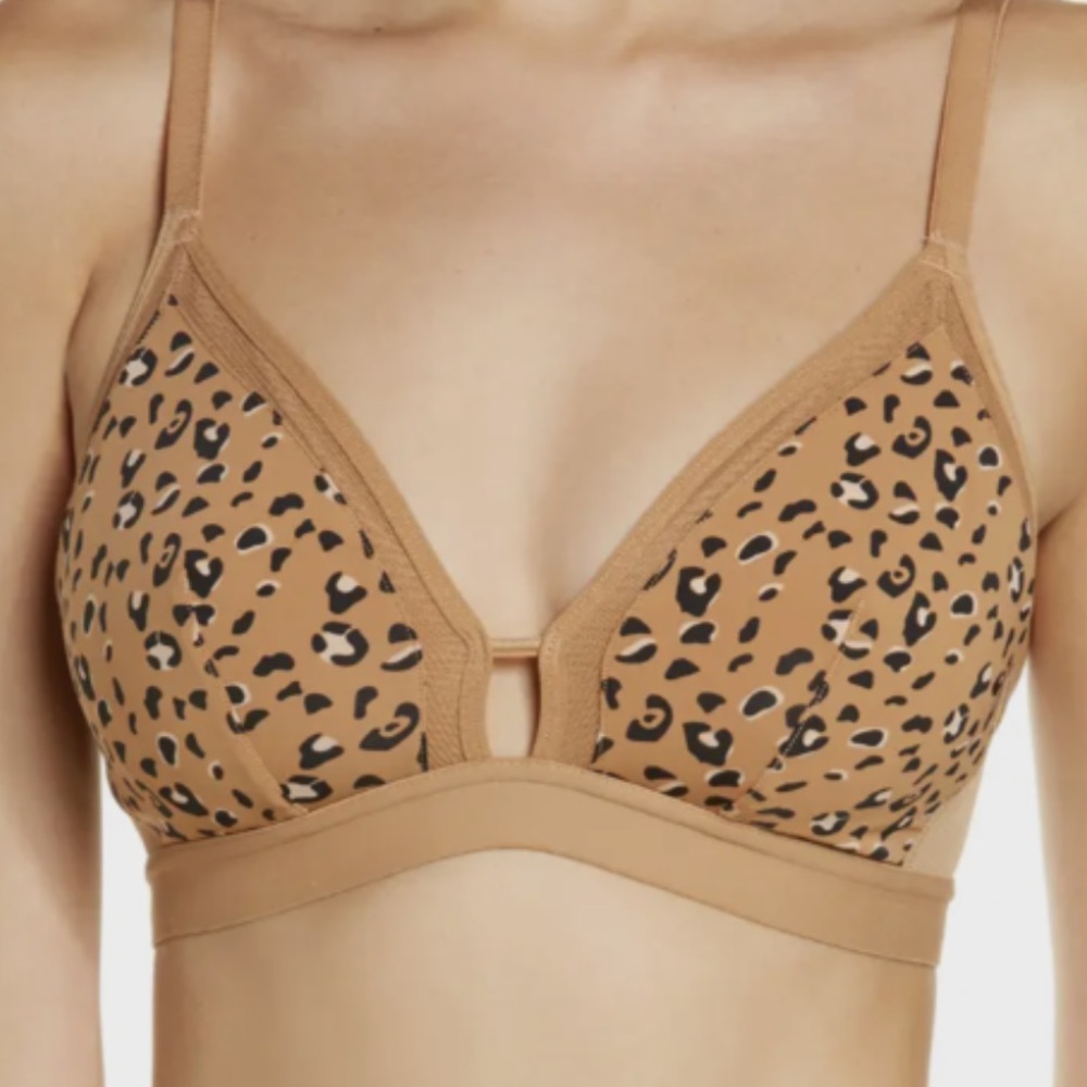 LIVELY Leopard Print Mesh Trim Bralette Bra